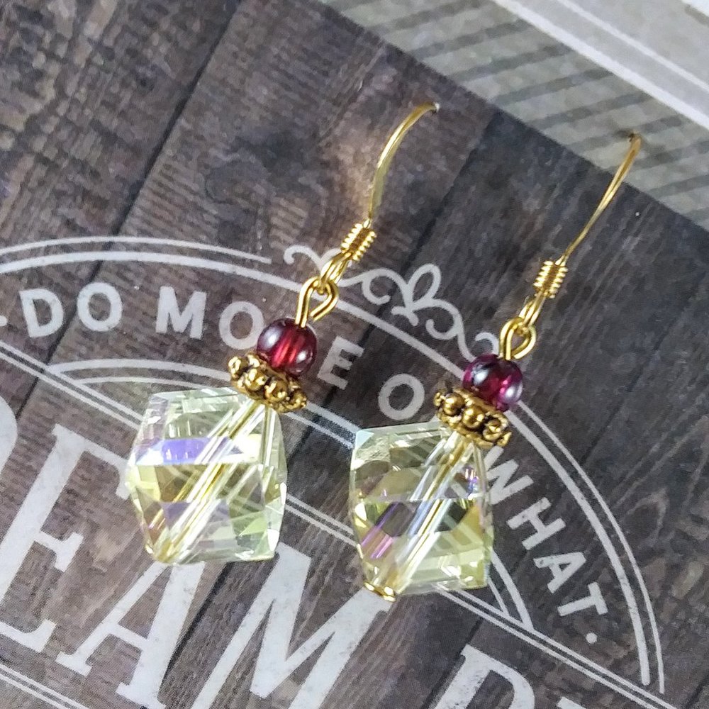 Yellow Crystal Gold Earrings
